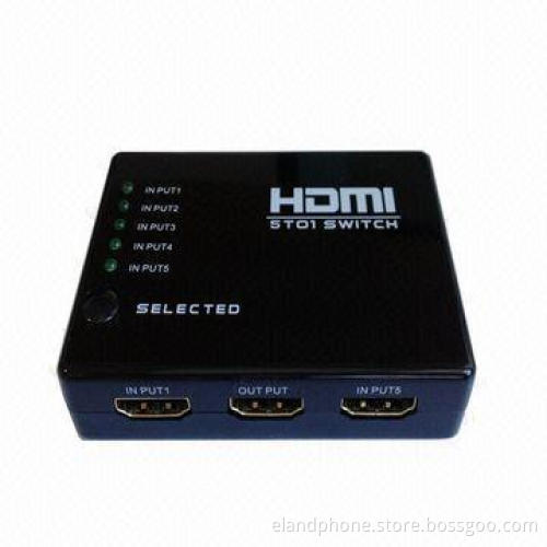 4K*2K HDMI Switch, 5-in-1 with Key-press-switching Function and IR Remote Control